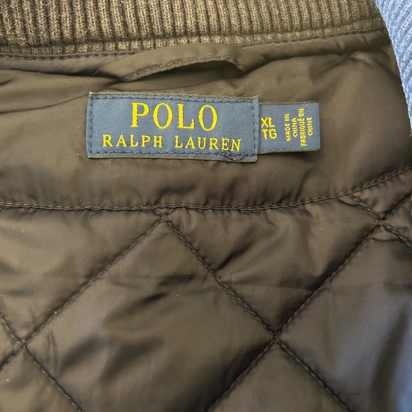 Polo Ralph Lauren Vest XL Quilted Navy Blue Brown Suede Crest Logo Classic - Picture 5 of 8